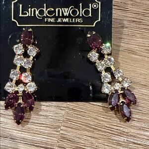 Lindenwold Purple and Gold Dangle Earrings
